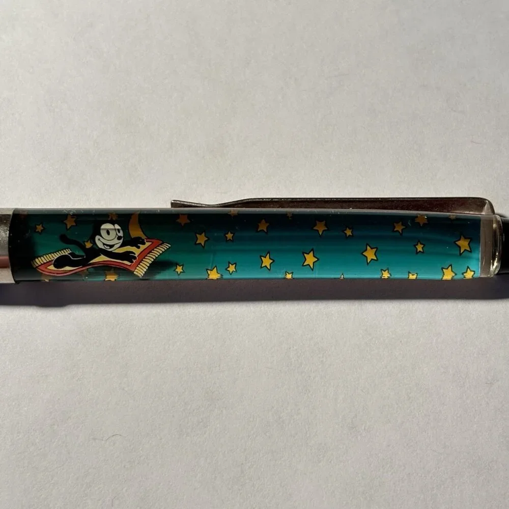 Felix the Cat Flying on Magic Carpet by Stars Floaty Pen Cartoon Promo Vintage